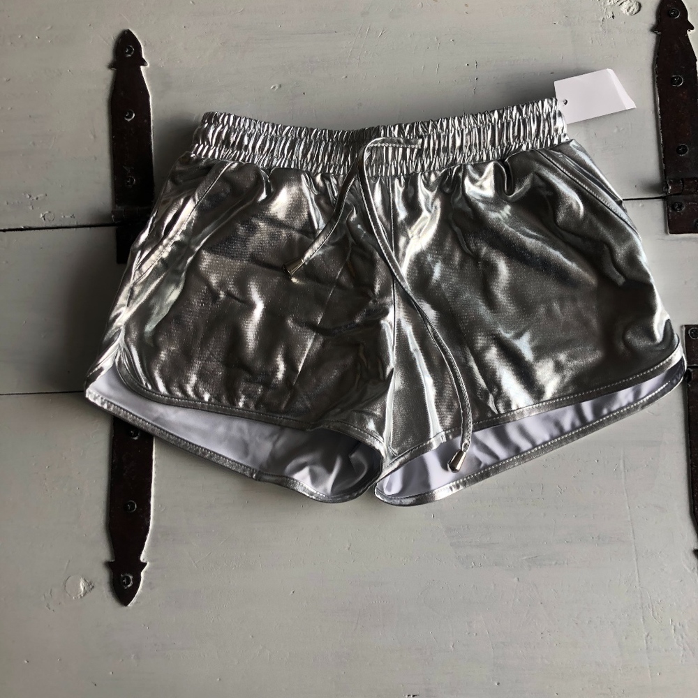 lighter silver metallic shorts